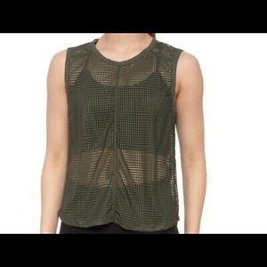 NWT Sage Cropped Mesh Tank Top. Army Green. Size L